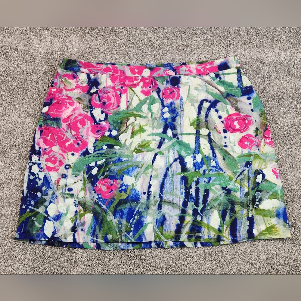 Anthropologie Claire Desjardins Skort Sz XL Print Golf Tennis Athletic Artsy - Picture 1 of 5